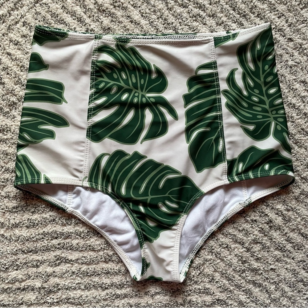 Kortni Jeane KJ Palm Monstera High-Waisted Bikini Bottom